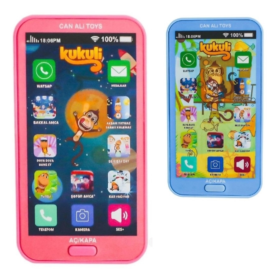 Kukuli Oyuncak Telefon 12 Fonksiyonlu Türkçe Sesli Işıklı Müzikli