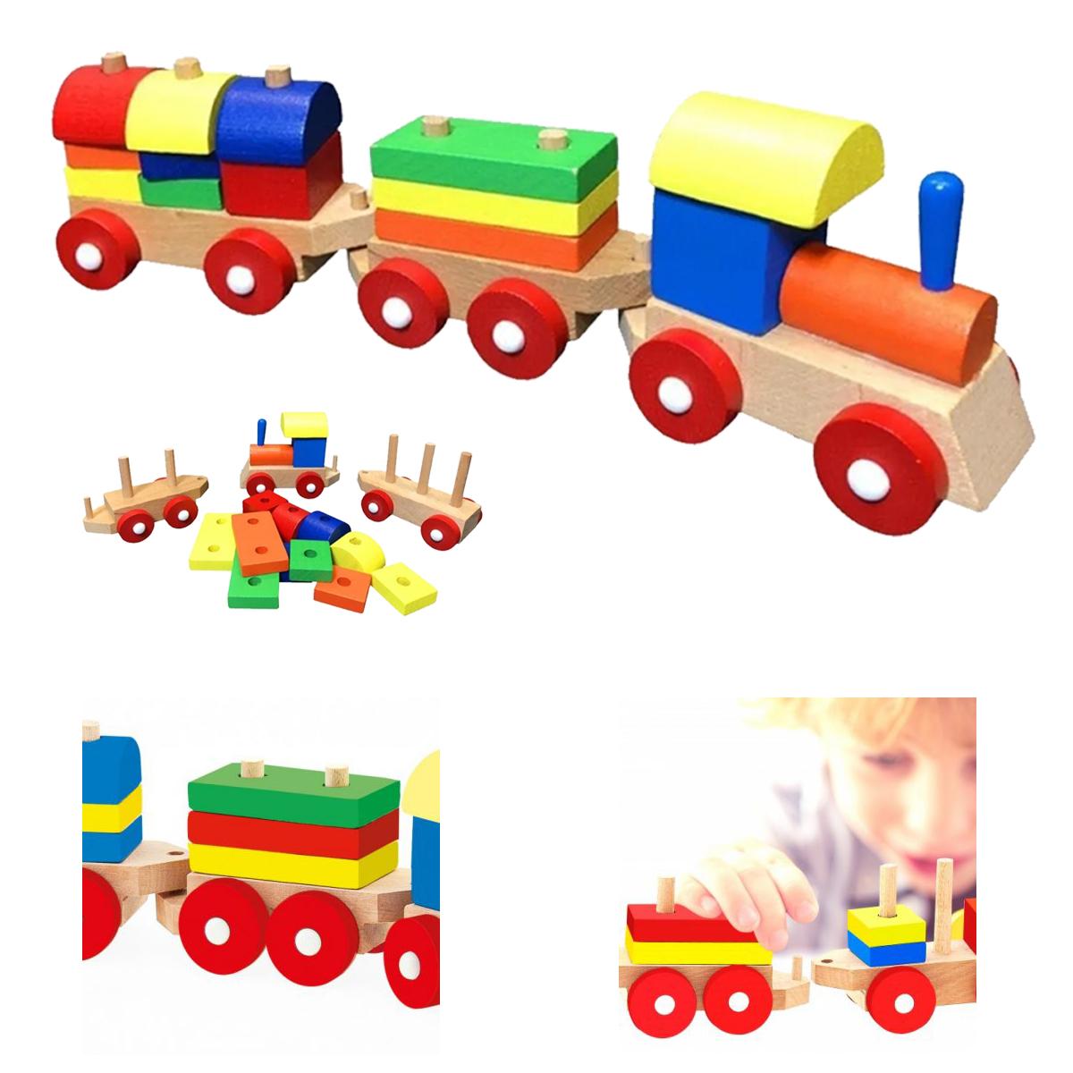 Play Wood Ahşap Eğitici Bul Tak Tren Montessori Oyuncak