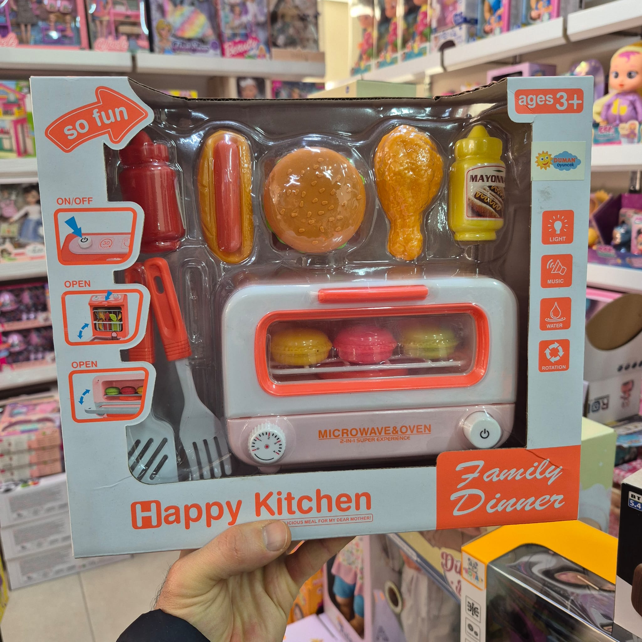 Pilli Işıklı ve Sesli Mikrodalga Fırın Oyuncak Yemek Seti